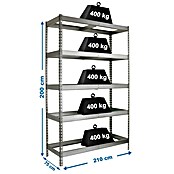 Simonrack Simonforte Estantería para cargas pesadas (Al x An x Pr: 200 x 210 x 75 cm, Número de baldas: 5 ud., Inserción, Galvanizado, Capacidad de carga por balda: 600 kg) | BAUHAUS