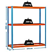 Simonrack Simonforte Estantería para cargas pesadas (Al x An x Pr: 200 x 210 x 90 cm, Número de baldas: 3 ud., Inserción, Azul/Naranja, Capacidad de carga por balda: 500 kg) | BAUHAUS