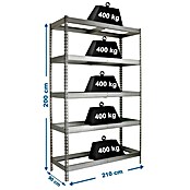 Simonrack Simonforte Estantería para cargas pesadas (Al x An x Pr: 200 x 210 x 90 cm, Número de baldas: 5 ud., Inserción, Galvanizado, Capacidad de carga por balda: 600 kg) | BAUHAUS