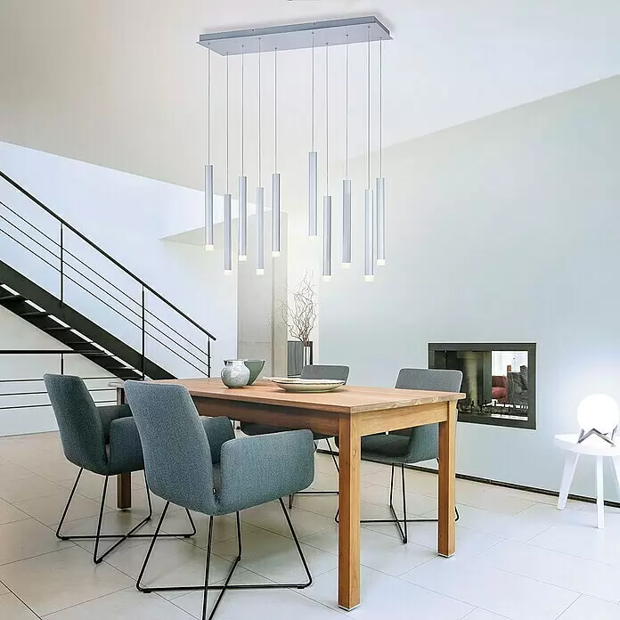 LED-Pendelleuchte Bruno - 52 W, L x B x H: 89 x 30 x 60 cm, Aluminium, Warmweiß, 10 Stk. - Stimmungsaufnahme