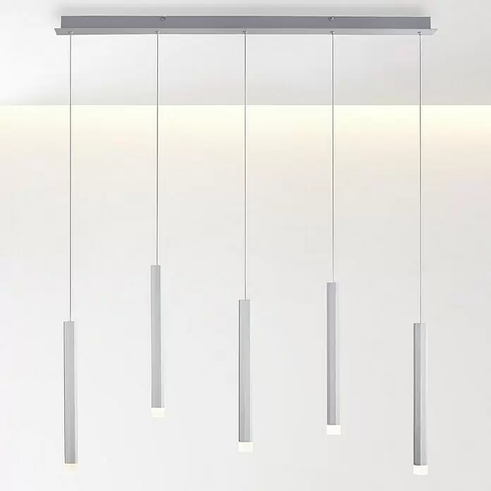 LED-Pendelleuchte Bruno - 29 W, L x B x H: 100 x 8 x 60 cm, Aluminium, Warmweiß, 5 Stk. - Bildausschnitt