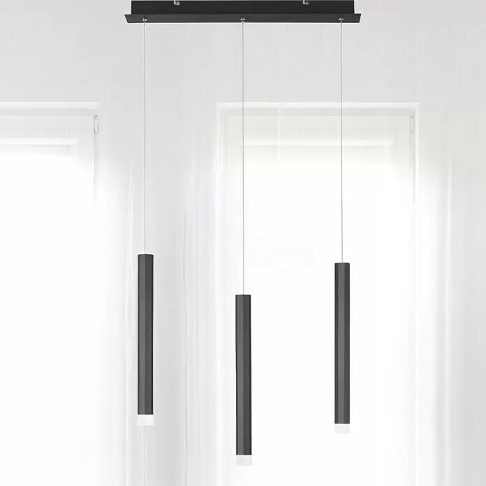 LED-Pendelleuchte Bruno - 18 W, L x B x H: 55 x 8 x 60 cm, Schwarz, Warmweiß, 3 Stk. - Bildausschnitt