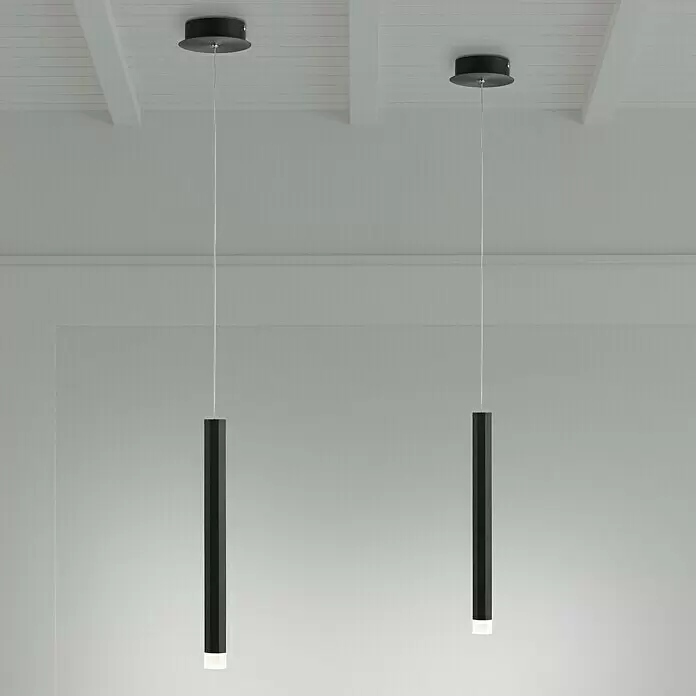 LED-Pendelleuchte Bruno - 6 W, L x B x H: 12 x 12 x 60 cm, Schwarz, Warmweiß, 1 Stk. - Bildausschnitt