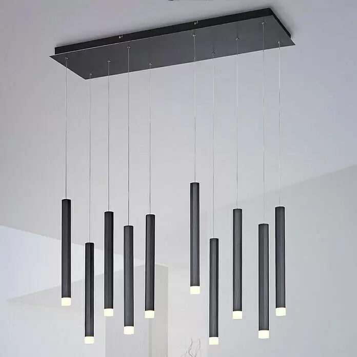 LED-Pendelleuchte Bruno - 52 W, L x B x H: 89 x 30 x 60 cm, Schwarz, Warmweiß, 10 Stk. - Bildausschnitt