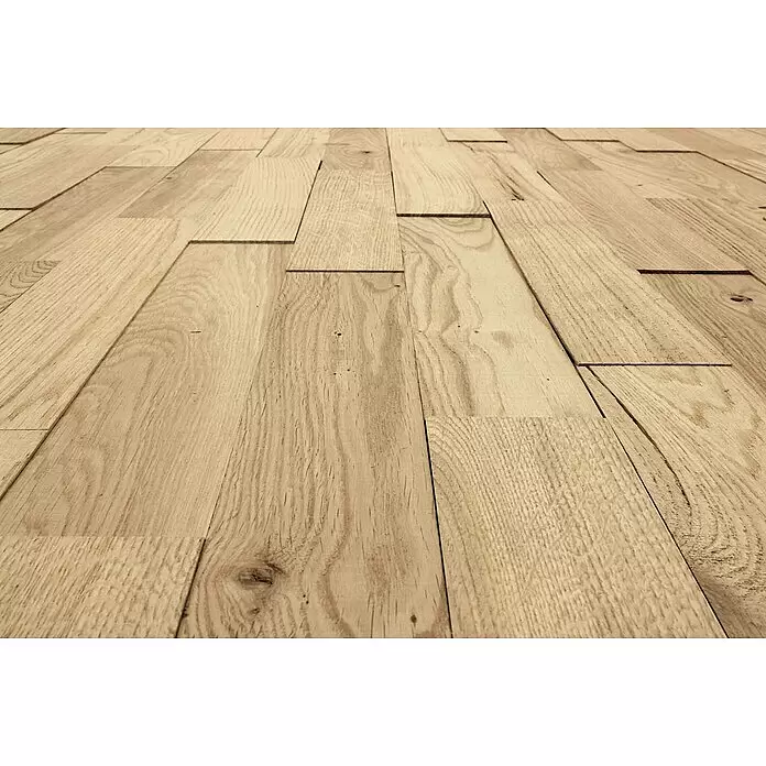 Wodewa Holzriemchen 400 Eiche rustikal - 400 x 80 mm, Stärke: 2 mm - 6 mm, Unbehandelt, Selbsklebend - Detailaufnahme