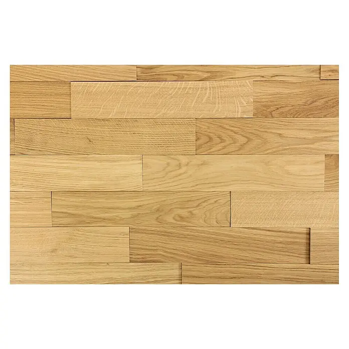 Wodewa Holzriemchen 400 Eiche Natur - 400 x 80 mm, Stärke: 2 mm - 6 mm, 32 Stk., 1 m², UV-geölt, Verklebung - Helles Holzpaneel mit einzigartiger Maserung, ideal für moderne Innenräume. Natürliche Eleganz für ein stilvolles Ambiente.
