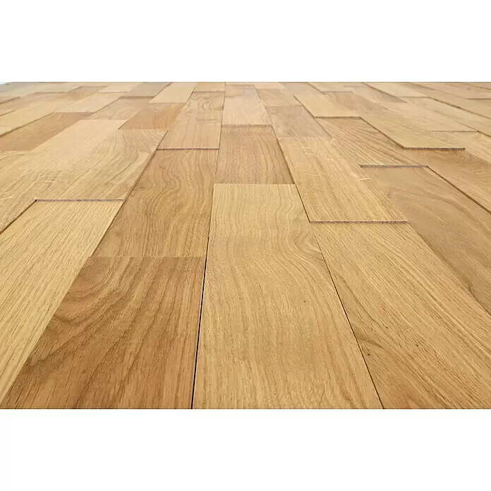Wodewa Holzriemchen 400 Eiche Natur - 400 x 80 mm, Stärke: 2 mm - 6 mm, 32 Stk., 1 m², UV-geölt, Verklebung - Detailaufnahme