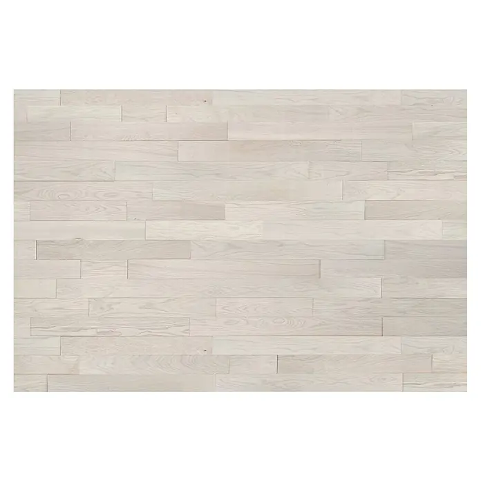 Wodewa Holzriemchen 1000 Eiche Arctic - 1.000 x 100 mm, Stärke: 3 mm - 6 mm, 10 Stk., 1 m², Verklebung - Nahaufnahme von hellen Holzdielen, die eine natürliche und elegante Textur für Bodenbeläge oder Wandverkleidungen bieten.