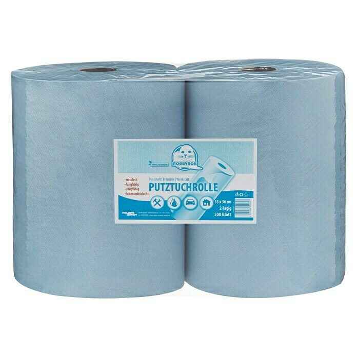 Robbyrob Rotolo di carta per pulizia blu a 2 strati 2 x 500