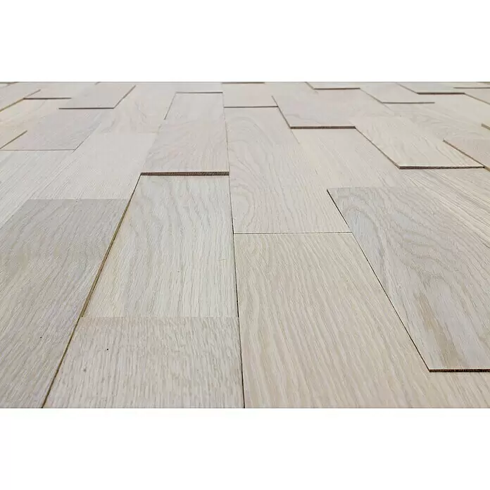 Wodewa Holzriemchen 400 Eiche Arctic - 400 x 80 mm, Stärke: 2 mm - 6 mm, 32 Stk., 1 m², Verklebung - Detailaufnahme