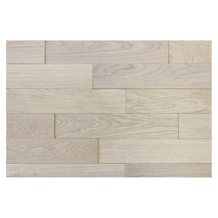 Wodewa Echtholzriemchen 400 Eiche Arctic (400 x 80 mm, Stärke: 2 mm - 6 mm, 32 Stk., 1 m², Selbstklebend)