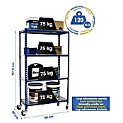 Simonrack Simonclick Estantería metálica Mobile (Al x An x Pr: 157,5 x 90 x 30 cm, Capacidad de carga: 300 kg, Número de baldas: 4 ud., Inserción, Azul) | BAUHAUS