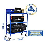 Simonrack Simonclick Estantería metálica Mobile (Al x An x Pr: 97,5 x 90 x 40 cm, Capacidad de carga: 225 kg, Número de baldas: 3 ud., Inserción, Azul) | BAUHAUS