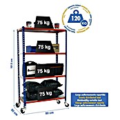 Simonrack Simonclick Estantería metálica Mobile Mini (Al x An x Pr: 157,5 x 80 x 50 cm, Capacidad de carga: 300 kg, Número de baldas: 4 ud., Inserción, Azul/Naranja) | BAUHAUS