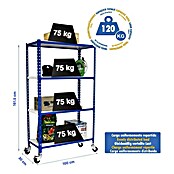 Simonrack Simonclick Estantería metálica Mobile Plus (Al x An x Pr: 157,5 x 100 x 30 cm, Capacidad de carga: 300 kg, Número de baldas: 4 ud., Inserción, Azul/Blanco) | BAUHAUS