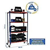 Simonrack Simonclick Estantería metálica Mobile (Al x An x Pr: 157,5 x 90 x 40 cm, Capacidad de carga: 300 kg, Número de baldas: 4 ud., Inserción, Azul/Naranja) | BAUHAUS