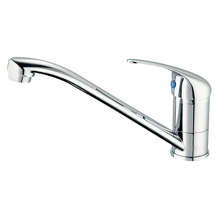 Rousseau Memphis Grifo de cocina - Cromo, Resplandeciente - Grifo de cocina cromado brillante con caño elegante y mezclador de una sola palanca, que ofrece un control preciso de la temperatura.