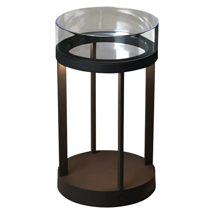 Konstsmide Außenlaterne Chieti - 17 x 17 x 25 cm, Grau - Elegante Tischleuchte mit Zylinderform. Das klare Glas und das schlichte Design machen sie zu einem stilvollen Akzent in jedem Raum.