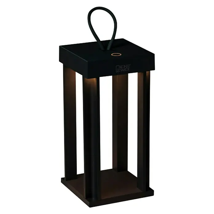 Konstsmide Außenlaterne Cannes - 15 x 15 x 42 cm, Schwarz - Schwarze Konstsmide Laterne mit einem Tragegriff. Das moderne Design spendet ein stimmungsvolles Licht für den Außenbereich.
