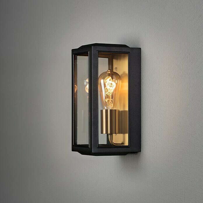 Konstsmide Außenwandleuchte Carpi (60 W, 15 x 12,5 x 30 cm, Schwarz, Gold, IP44) | BAUHAUS