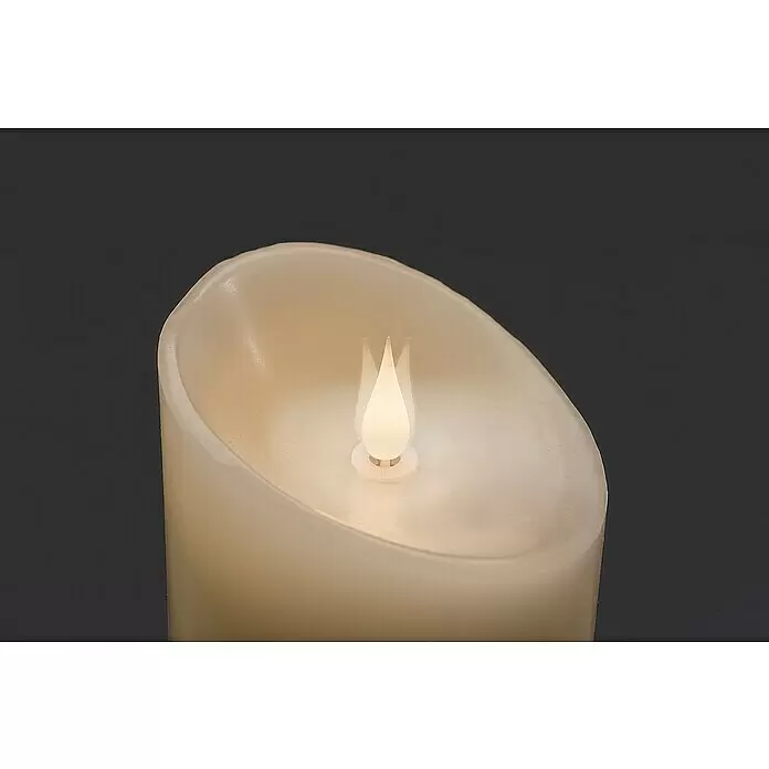 Konstsmide LED-Echtwachskerze - Ø x H: 7,5 x 17,5 cm, Weiß - Detailaufnahme
