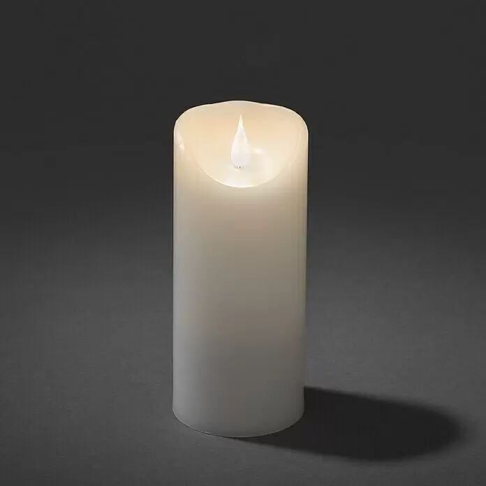 Konstsmide LED-Echtwachskerze - Ø x H: 7,5 x 17,5 cm, Weiß - Stimmungsaufnahme