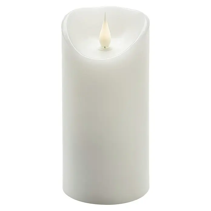 Konstsmide LED-Echtwachskerze - Ø x H: 7,5 x 15,5 cm, Weiß - Weiße LED-Kerze mit Flamme, die ein gemütliches Ambiente schafft. Perfekt als Deko für entspannte Stunden und sicheres Kerzenlicht.