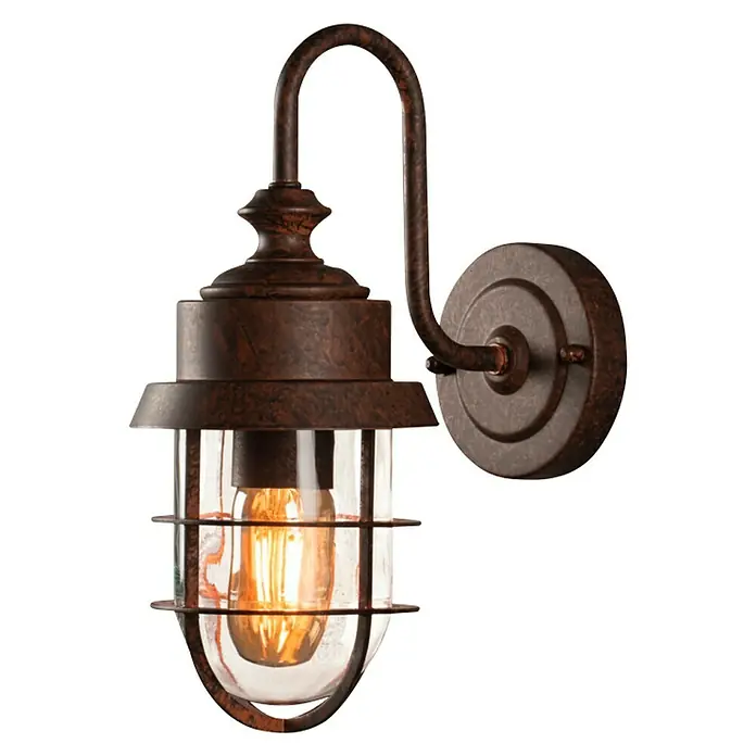 Konstsmide Außenwandleuchte Cerignola - 60 W, 31 x 14 x 21,5 cm, Rost, IP44 - Eine rustikale Wandleuchte im Vintage-Stil mit einem warmen Lichtschein. Die Lampe besticht durch ihr industrielles Design und die robuste Verarbeitung.