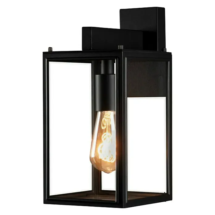 Konstsmide Außenwandleuchte Carpi - 21 x 16,5 x 33 cm, Schwarz, IP44 - Elegante schwarze Wandleuchte im Laternenstil mit Edison-Glühbirne. Stilvolle Beleuchtung für den Außenbereich.