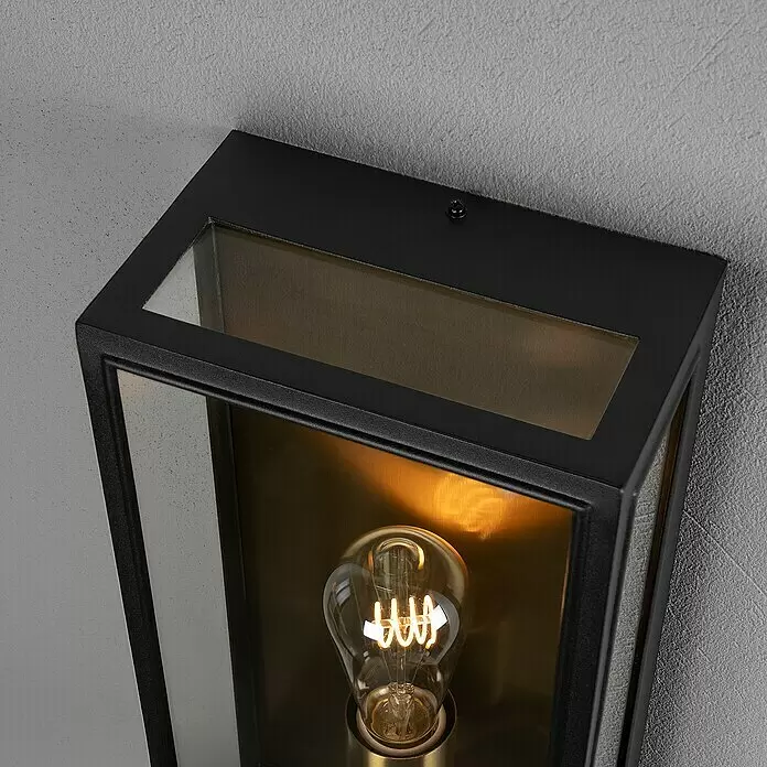 Konstsmide Außenwandleuchte Carpi - 60 W, 12,5 x 20,5 x 40 cm, Schwarz, IP44 - Detailaufnahme