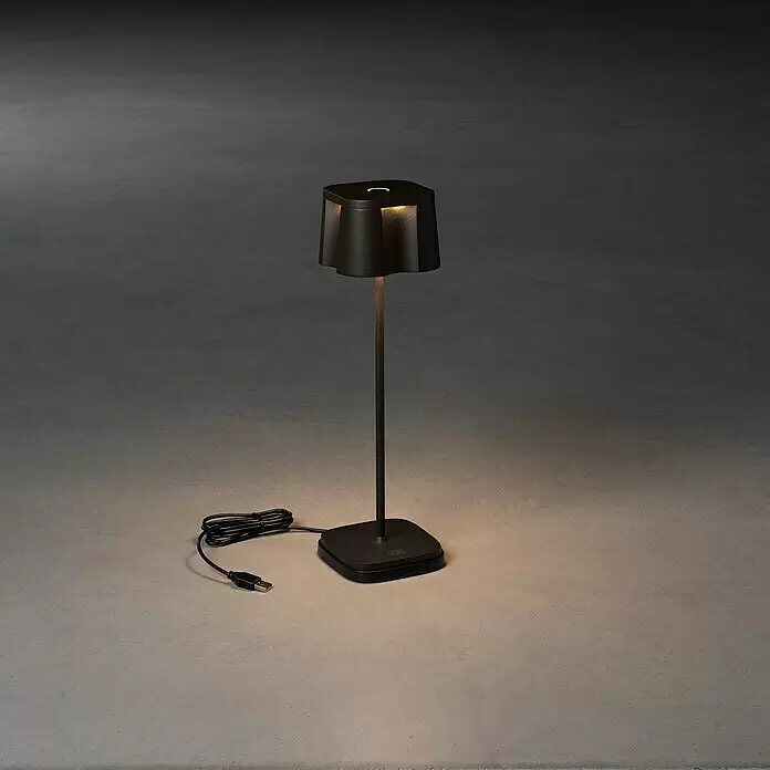 Konstsmide Akku-Tischleuchte Nice - 2,5 W, L x B x H: 10 x 10 x 36 cm, Schwarz, Warmweiß - Stimmungsaufnahme