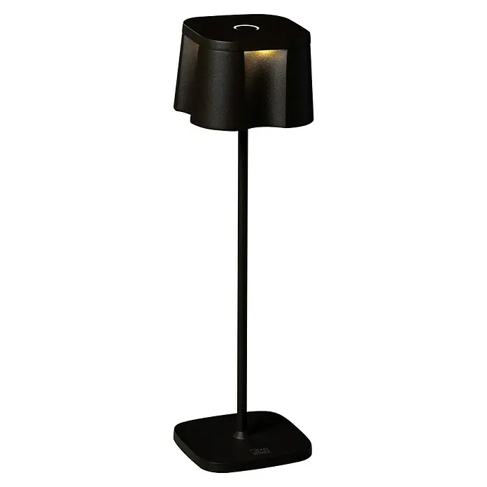 Konstsmide Akku-Tischleuchte Nice - 2,5 W, L x B x H: 10 x 10 x 36 cm, Schwarz, Warmweiß - Elegante schwarze Tischleuchte mit schlankem Design und warmem Lichtschein, ideal für moderne Wohnräume.