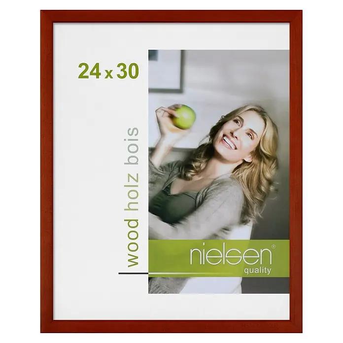 Nielsen Holzrahmen Zoom - 24 x 30 cm, Rot - Nielsen Holz-Bilderrahmen in Mahagoni-Optik, 24x30 cm. Eleganter Rahmen für Fotos und Kunstdrucke, ideal für stilvolle Wanddekoration.
