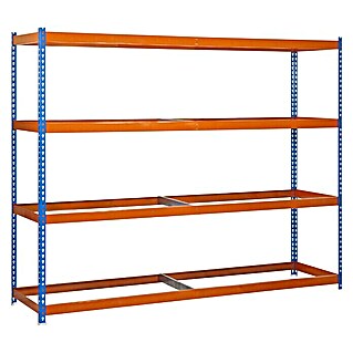 Simonrack Simonforte Estructura de estantería (L x An x Al: 90 x 180 x 200 cm, Capacidad de carga: 600 kg/balda, Número de baldas: 4 ud., Azul/Naranja)