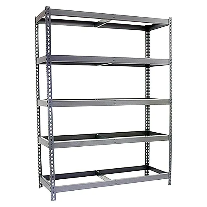 Simonrack Ecoforte Estantería para cargas pesadas Metal - Al x An x Pr: 200 x 180 x 60 cm, Número de baldas: 5 ud., Inserción, Galvanizado, Capacidad de carga por balda: 400 kg, Bandejas no incluidas - Imagen de una estantería metálica robusta de cinco niveles, ideal para almacenamiento y organización.
