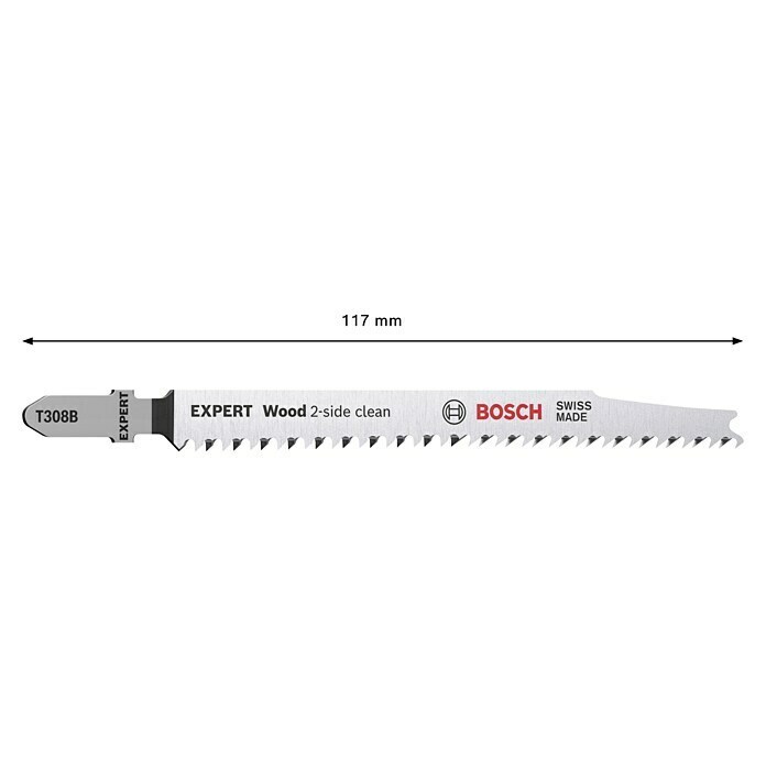 Bosch Expert Stichsägeblätter Wood 2-Side Clean T308 B3 Stk., T-Schaft Sketch