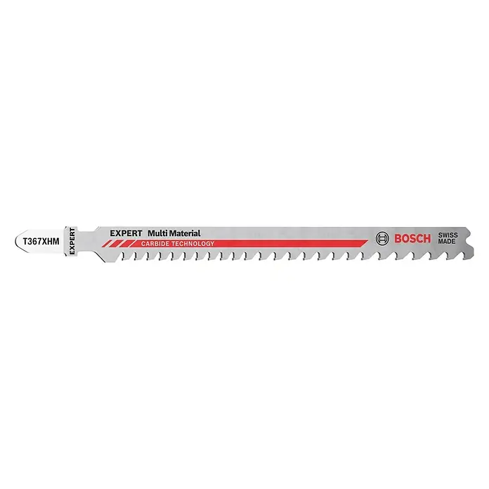Bosch Expert Stichsägeblatt Multi Material T 367 XHM - Holz/Metall/Kunststoff, T-Schaft - Bild einer Bosch EXPERT Multi Material Stichsäge T367XHM mit Carbide Technology und Schweizer Fertigung.