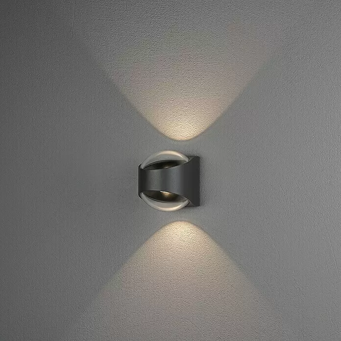 Konstsmide LED-Außenwandleuchte Bitonto - 11 W, 12 x 10,5 x 12 cm, Anthrazit, IP54 - Stimmungsaufnahme