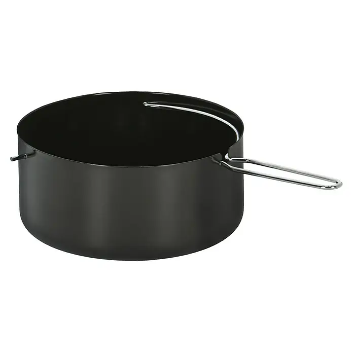 Kingstone Kugelgrill Bullet 57 - Durchmesser Grillfläche: 57 cm, Schwarz - Schwarzer Kochtopf mit silberfarbenem Griff. Das Kochgeschirr ist ideal zum Kochen im Freien.