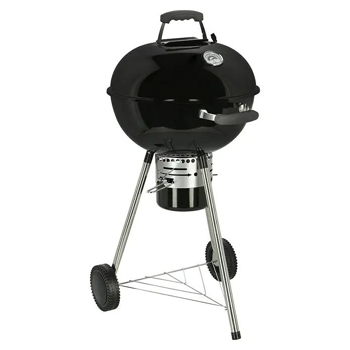 Kingstone Kugelgrill Bullet 47 - Durchmesser Grillfläche: 47 cm, Schwarz - Schwarzer Kugelgrill mit Thermometer. Ein praktischer Grill für köstliche Mahlzeiten im Freien mit stabiler Konstruktion und einfachem Transport.