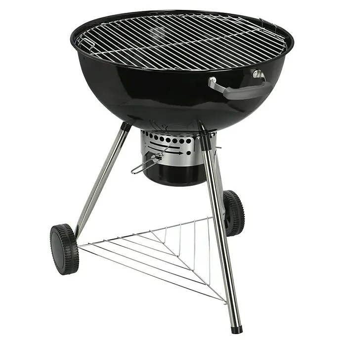 Kingstone Kugelgrill Bullet 66 - Durchmesser Grillfläche: 66 cm, Schwarz - Holzkohlegrill mit schwarzem Kessel und verchromtem Grillrost, ideal für sommerliche Grillabende im Freien.