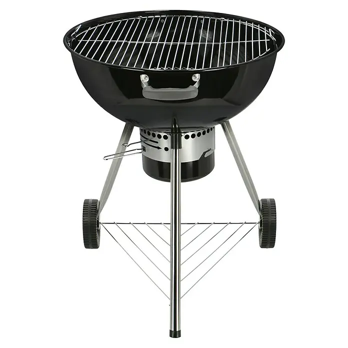 Kingstone Kugelgrill Bullet 66Durchmesser Grillfläche: 66 cm, Schwarz - Holzkohlegrill mit Rädern und Ablagefläche für den einfachen Transport und die Aufbewahrung von Grillutensilien.