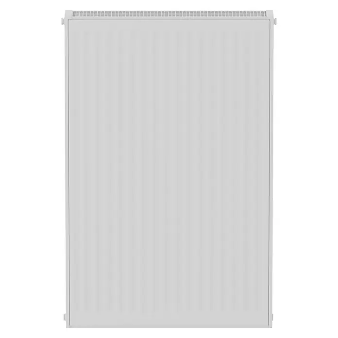 Kompaktheizkörper - B x H: 600 x 900 mm, Wärmeleistung bei Vorlauftemperatur von 75 °C (D: 50): 1.482 W, Typ Heizkörper: 22 - Weißer Heizkörper mit vertikalen Rillen. Das Heizgerät ist schlicht und modern, geeignet für jeden Raum.