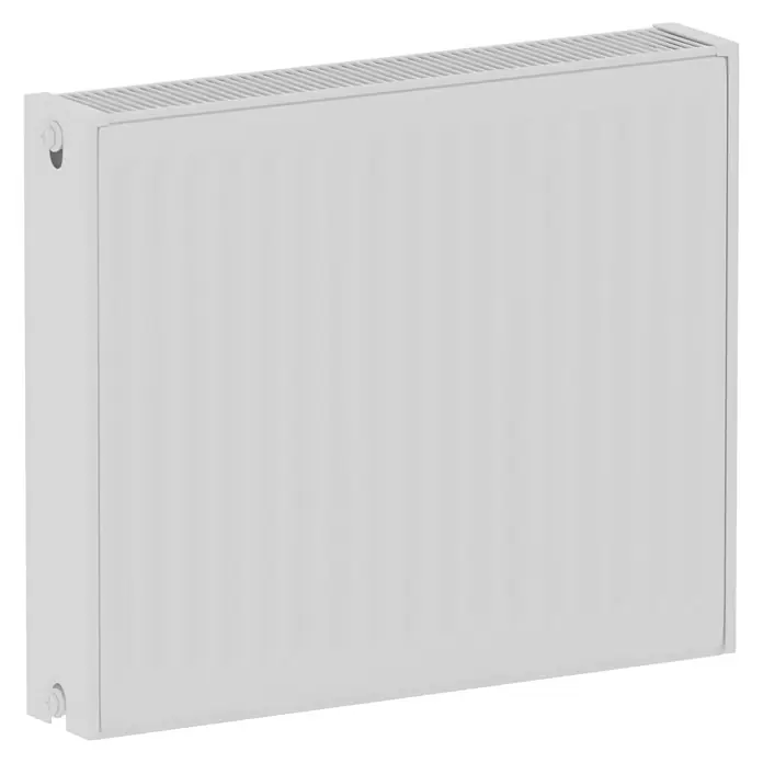 Kompaktheizkörper - B x H: 600 x 500 mm, Wärmeleistung bei Vorlauftemperatur von 75 °C (D: 50): 937 W, Typ Heizkörper: 22 - Nahaufnahme eines weißen Heizkörpers, der für eine effiziente Wärmeverteilung im Raum sorgt. Ideal für Wohn- und Geschäftsräume.