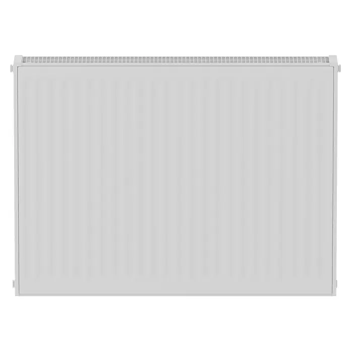Kompaktheizkörper - B x H: 800 x 600 mm, Wärmeleistung bei Vorlauftemperatur von 75 °C (D: 50): 1.446 W, Typ Heizkörper: 22 - Nahaufnahme eines weißen Heizkörpers, der Wärme und Komfort in jedem Raum verspricht. Ideal für gemütliche Stunden zu Hause.