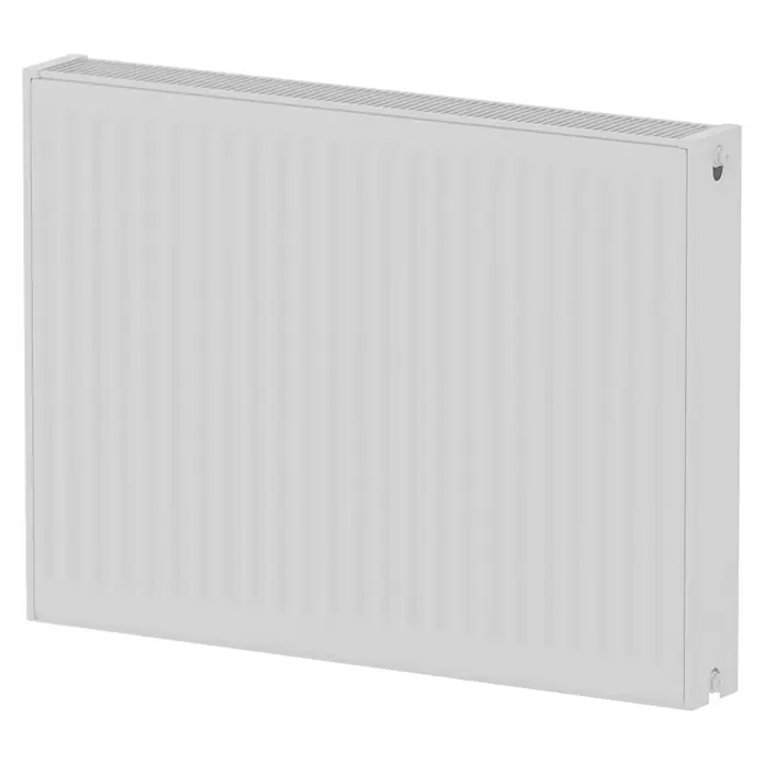 Kompaktheizkörper - B x H: 800 x 600 mm, Wärmeleistung bei Vorlauftemperatur von 75 °C (D: 50): 1.446 W, Typ Heizkörper: 22 - Nahaufnahme eines weißen Heizkörpers, der Wärme und Komfort für Ihr Zuhause bietet. Eine effiziente Heizlösung für kalte Tage.
