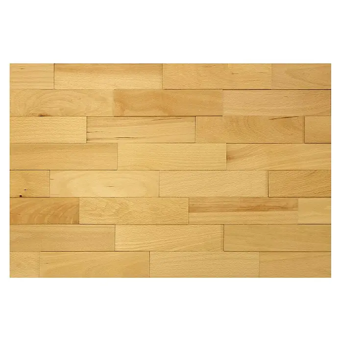 Wodewa Holzriemchen 200 Buche - 200 x 50 mm, Stärke: 2 mm - 6 mm, 100 Stk., 1 m², UV-geölt - Holzverkleidung: Helles, natürlich gemustertes Holzpaneel, ideal für Wand- oder Bodenbeläge mit warmer Ausstrahlung und einzigartiger Textur.
