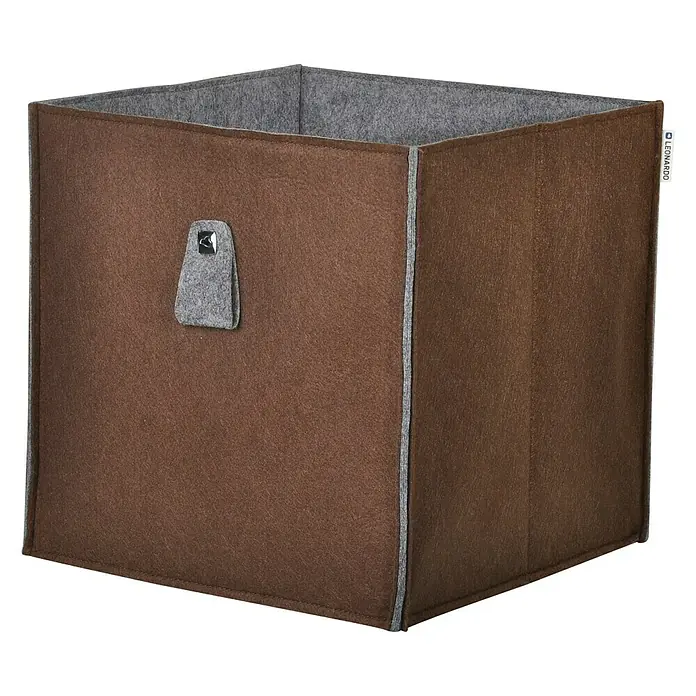 Phönix Atlanta Aufbewahrungsbox - L x B x H: 34 x 34 x 34 cm, Textil, Mocca/Grau - Brauner Filz-Aufbewahrungswürfel mit grauem Innenraum und Akzenten, ideal für die Organisation. Der Würfel hat einen Griff an der Seite.