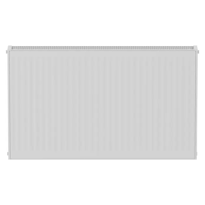 Kompaktheizkörper - B x H: 1.000 x 600 mm, Wärmeleistung bei Vorlauftemperatur von 75 °C (D: 50): 1.808 W, Typ Heizkörper: 22 - Nahaufnahme eines weißen Heizkörpers, der für Wärme und Komfort in Innenräumen sorgt.