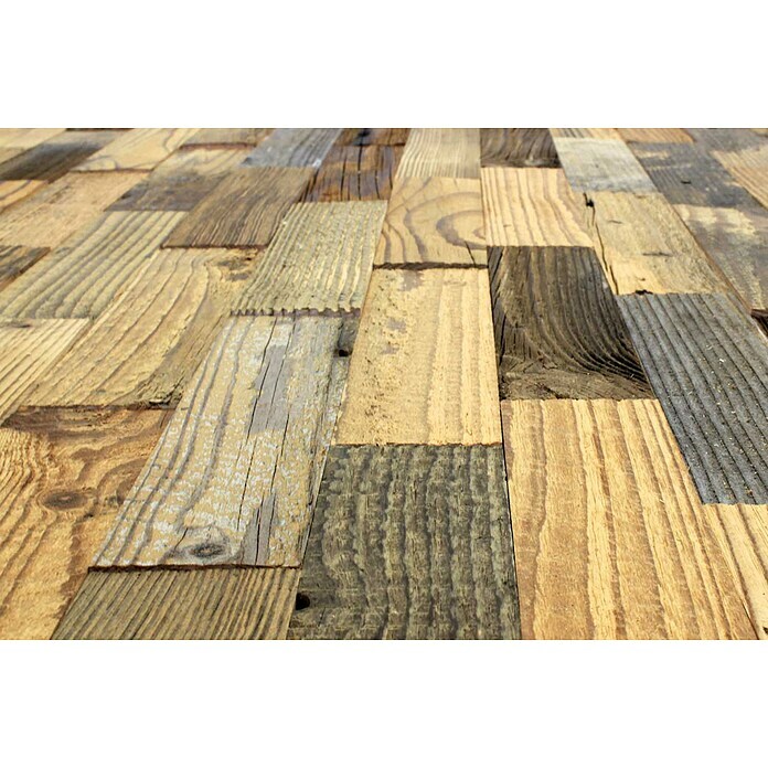 Wodewa Echtholzriemchen 400 Original Altholz (400 x 80 mm, Stärke: 5 mm - 10 mm, 32 Stk., 1 m², Selbstklebend) | BAUHAUS